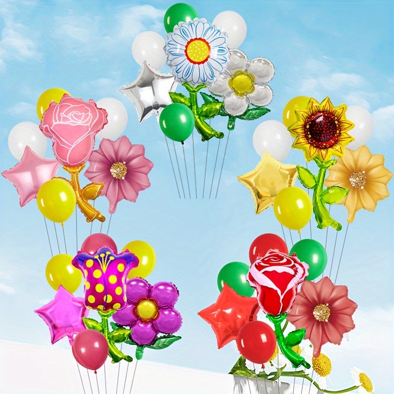 1pc Mothers Day Colorful Foil Flower Balloons Spring And - Temu