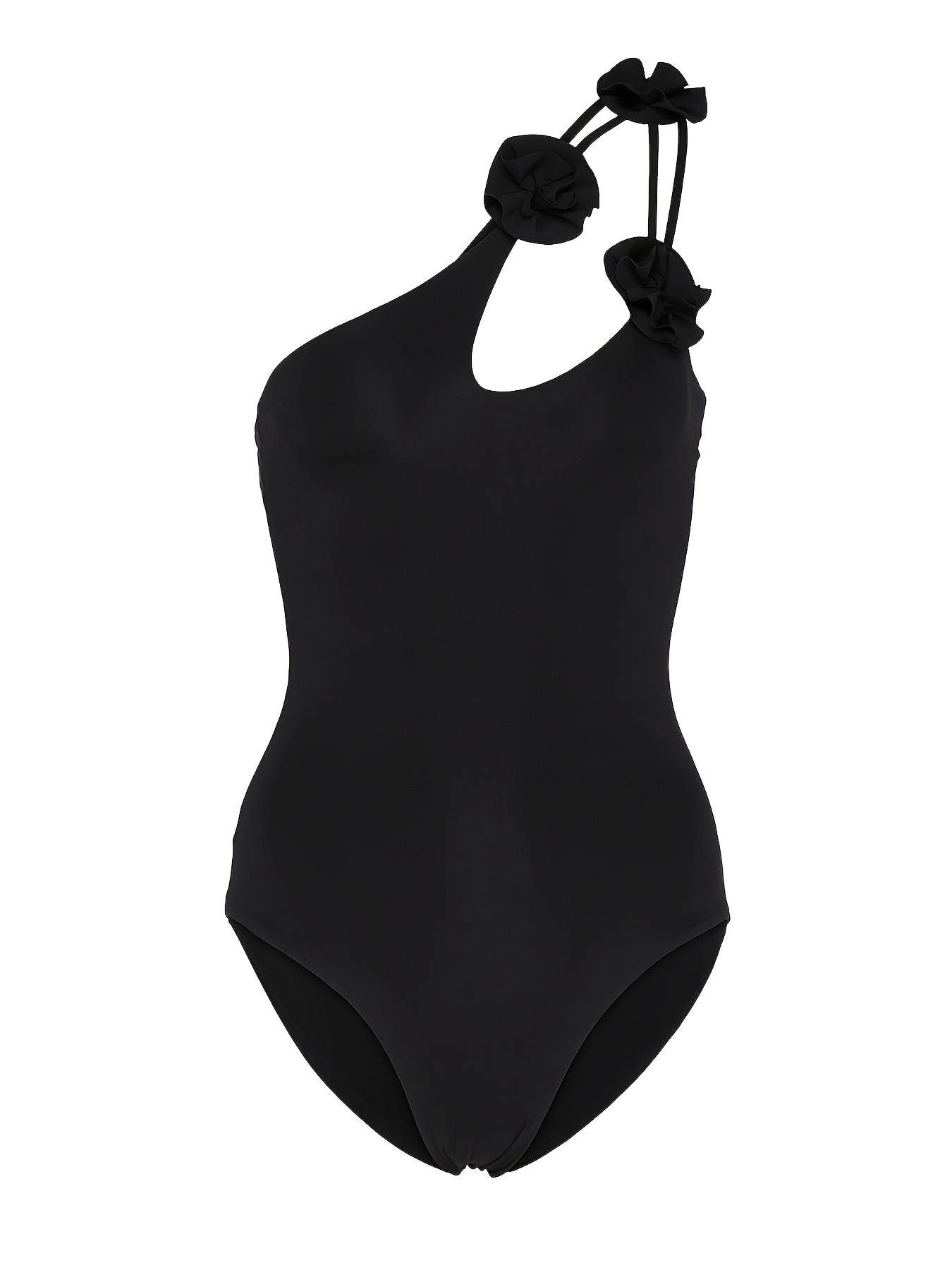 3d Flower Applique One Shoulder Swimsuit - Temu