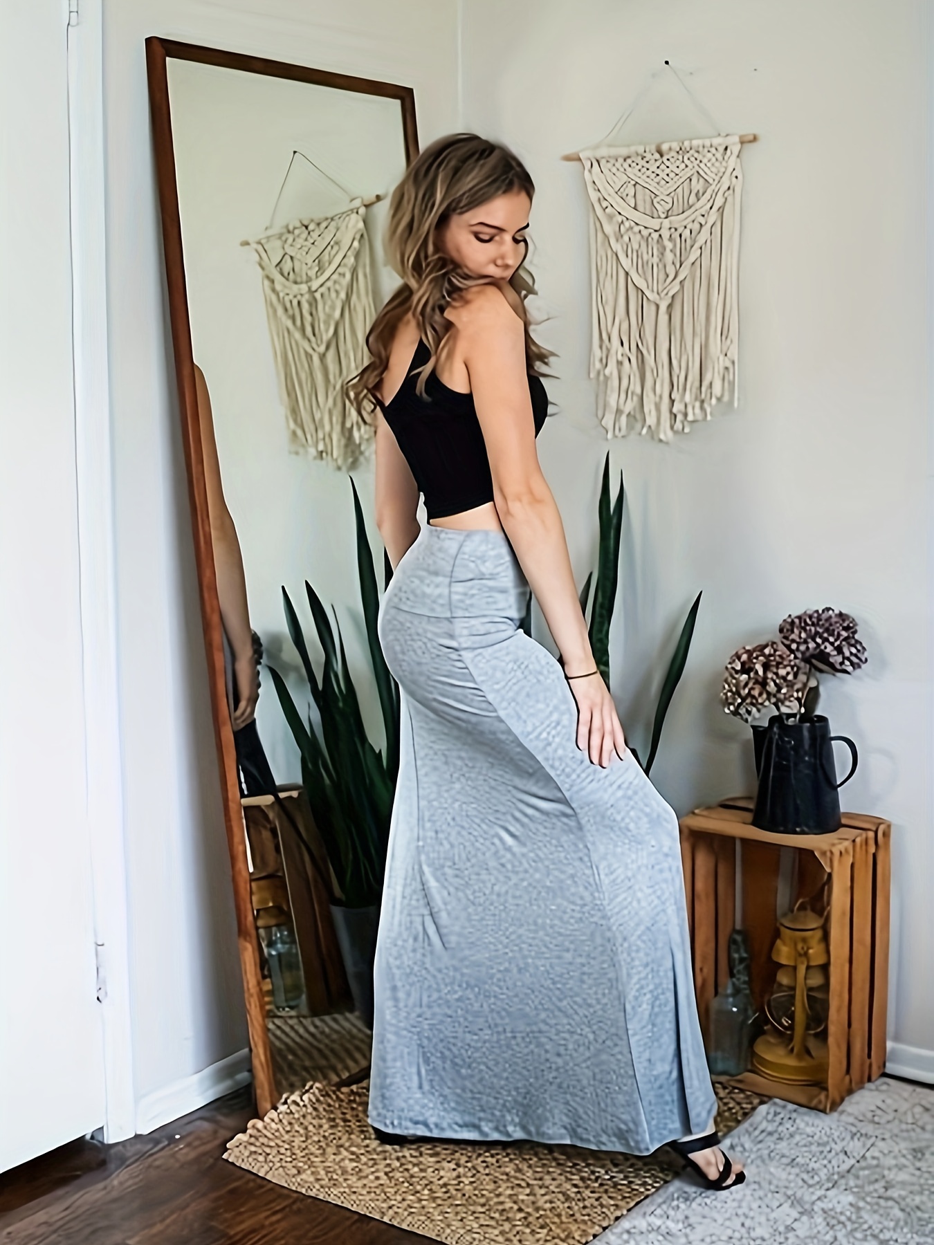 Paquete De Piezas, Falda Larga Y Ajustada De Cuerpo Falda Casual,  Ideal Para Y Otoño, Ropa De Mujer