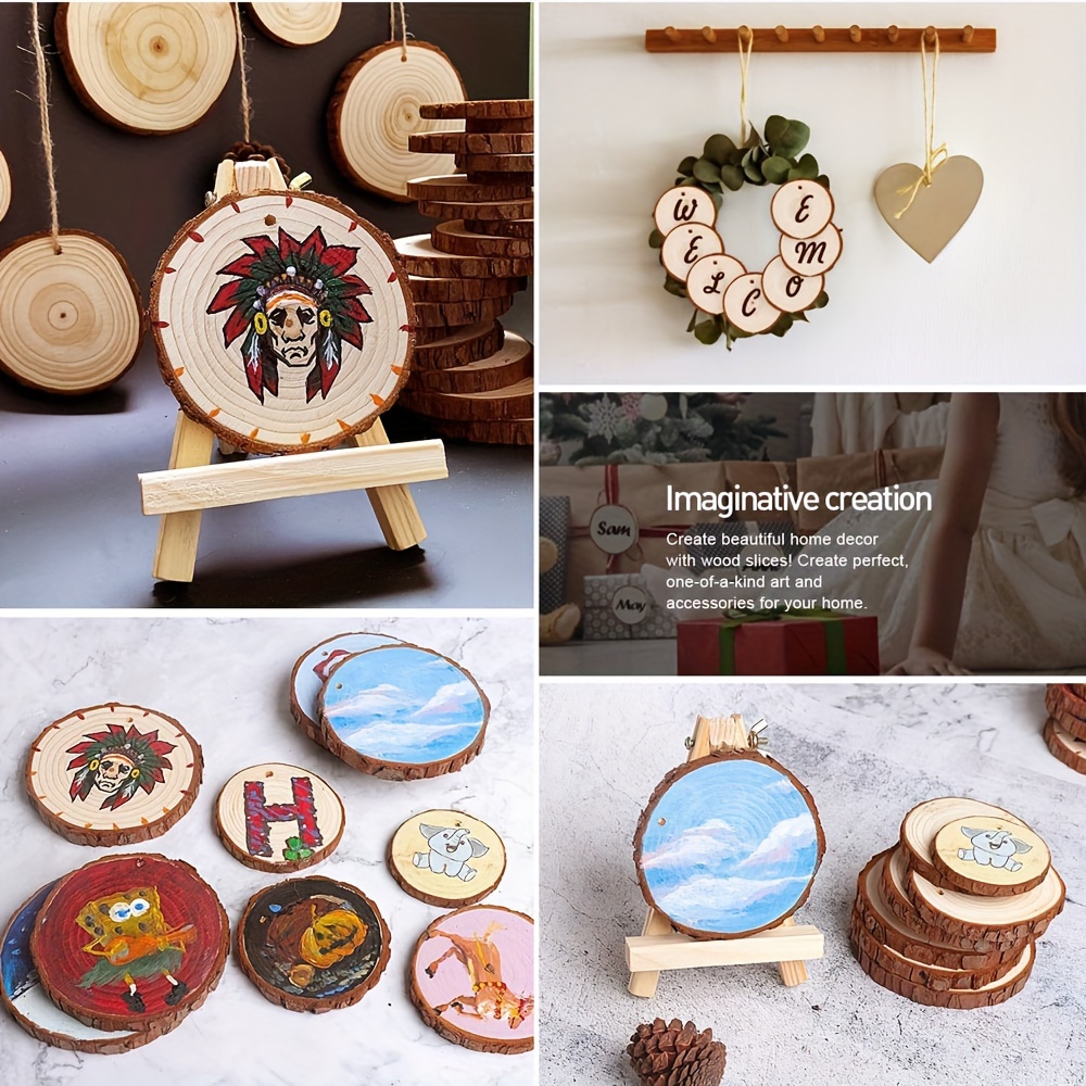 10-30Pcs Christmas Ornament Natural Wood Slices Craft Wood kit for Wooden  Circle