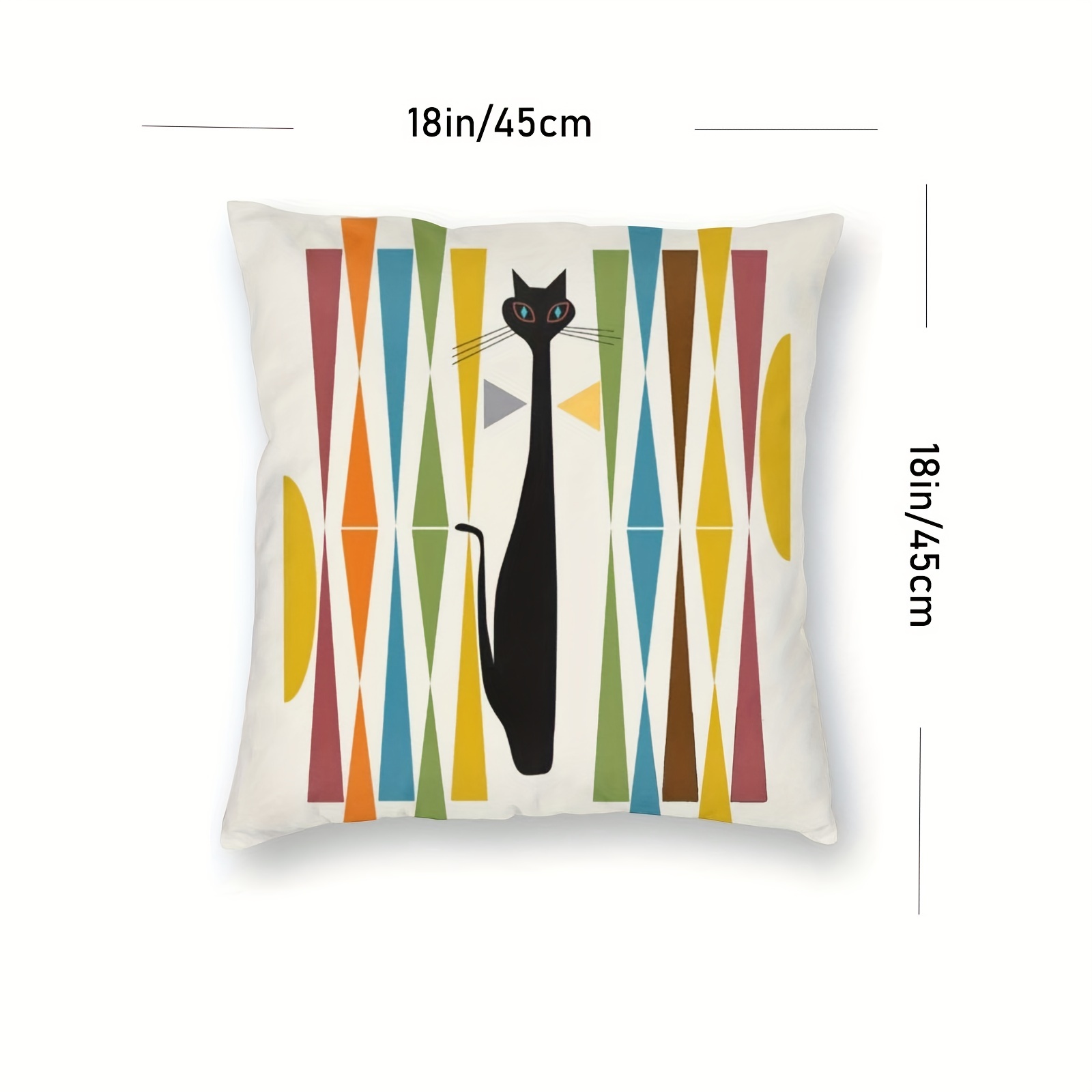 Modern Art Cat Throw Pillowcase Home Decor Square 45 72 X 45 72 Cm