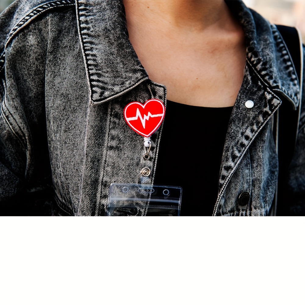 Heart Retractable Badge Holder Women Red Heart Badge Reel - Temu