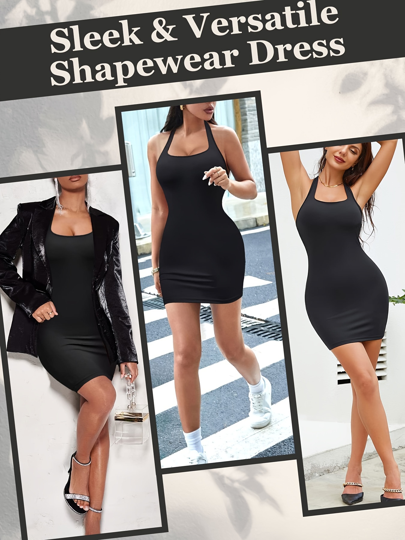 Seamless Shaping Halter Dress, Tummy Control Slimming Backless Body Shaper,  Women's Underwear & Shapewear