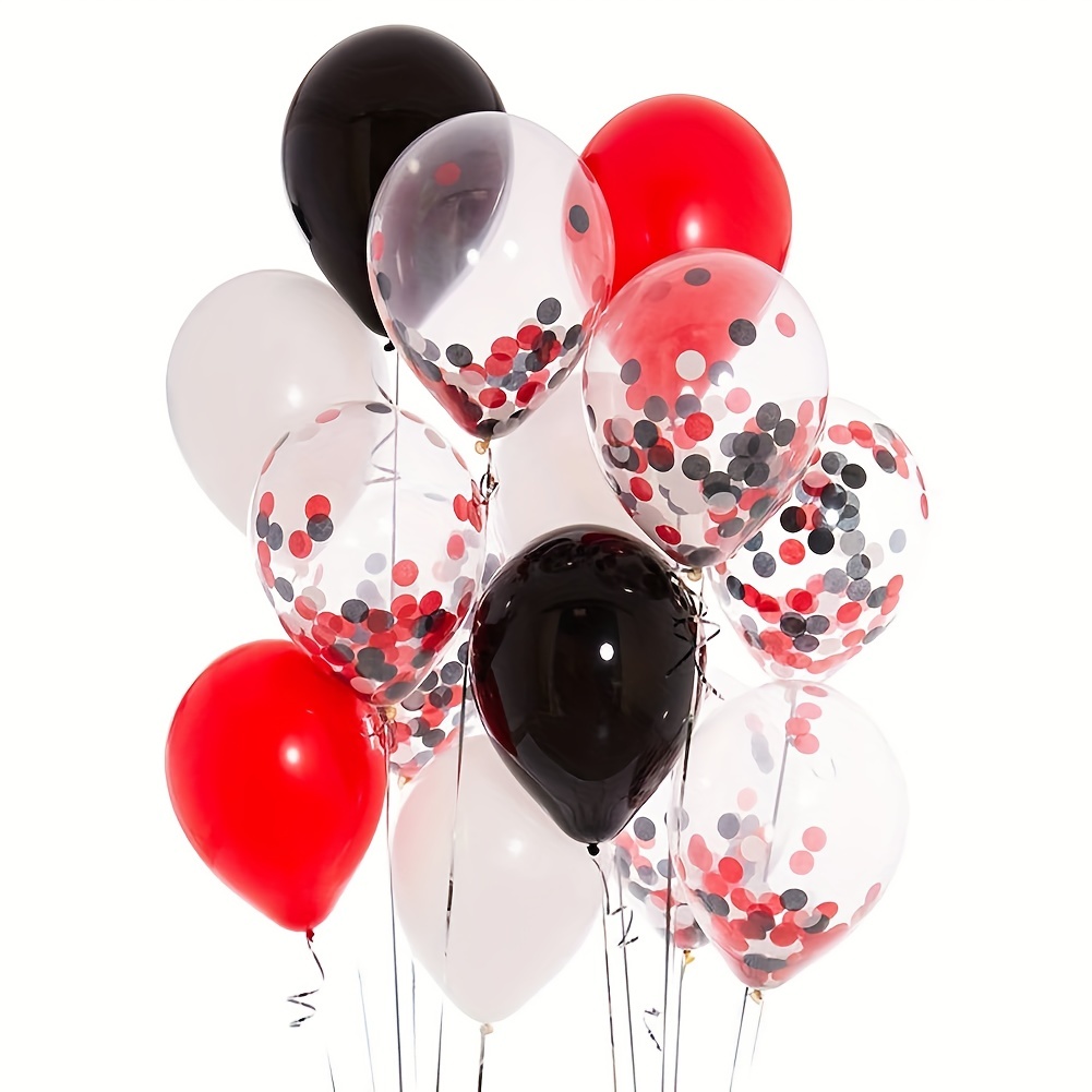 Black Red White Confetti Latex Balloons Black White Red - Temu