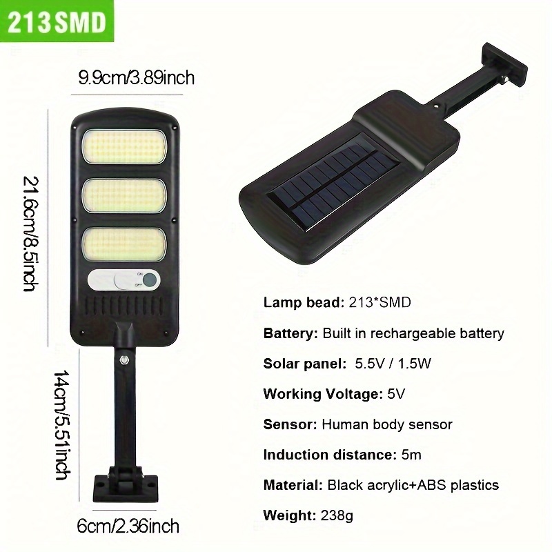 Luz 213 LED Solar Para Exterior Luces Para Jardin Focos Solares De Calle  Lampara