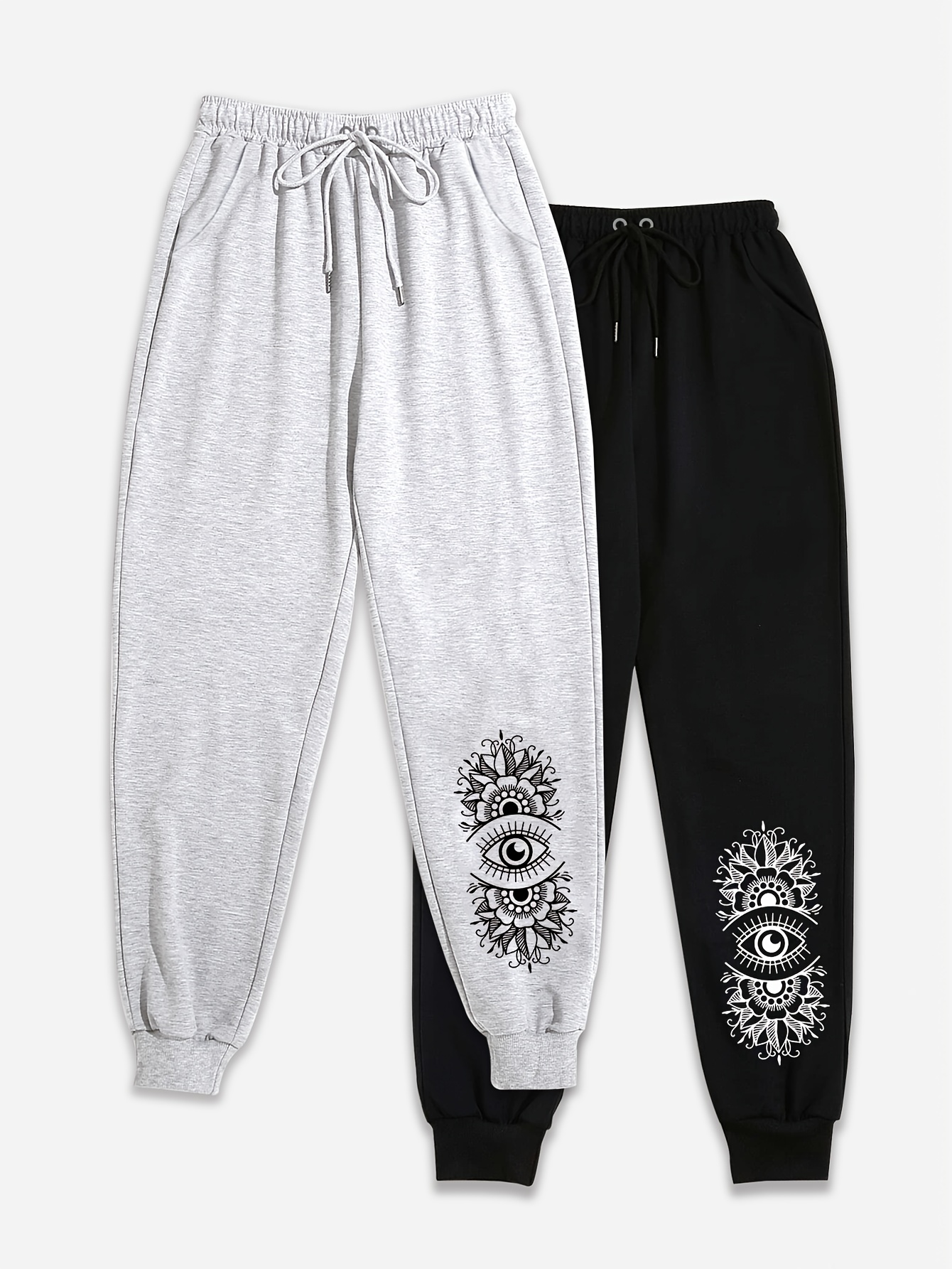 Double Heart Graphic Print Joggers Sweatpants Sports Solid - Temu