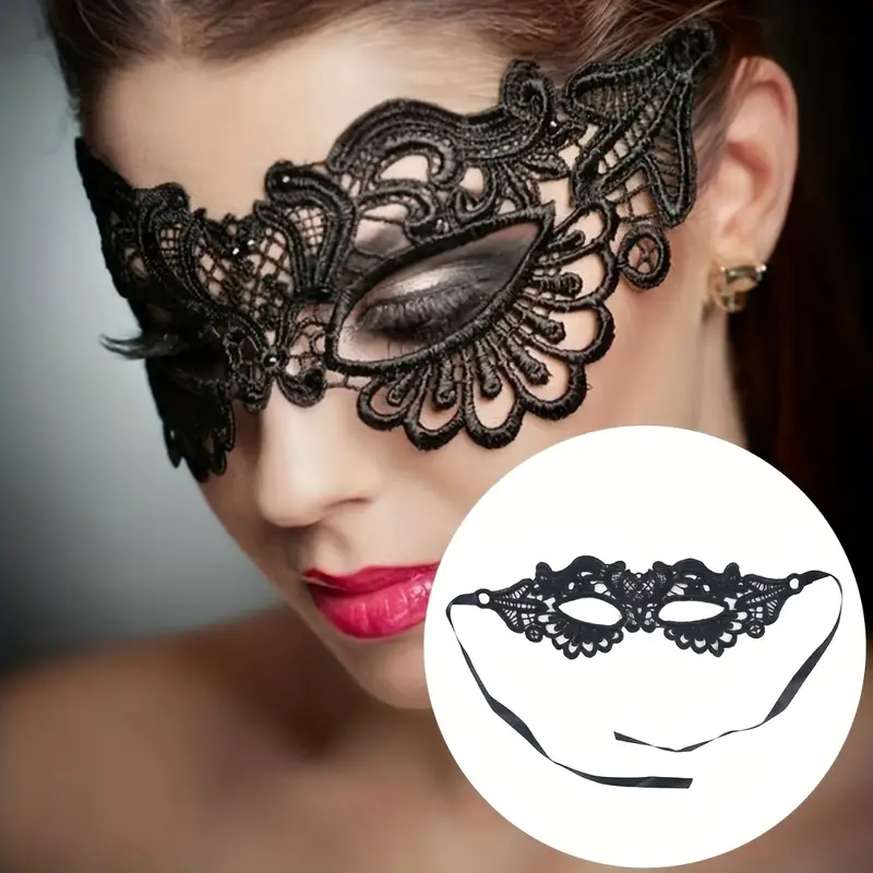 1pc BDSM Sexy Black Eye Mask For Dancing, Lace Masks, Halloween Props, Half  Face Masquerade Performance Fox Masks, Princess Eye Masks