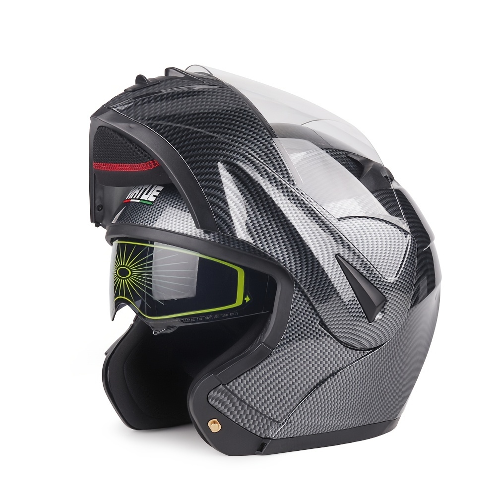Casco de motocicleta de fibra de carbono integrado modular abatible de cara  completa casco de motocicleta ligero casco de motocicleta para adultos