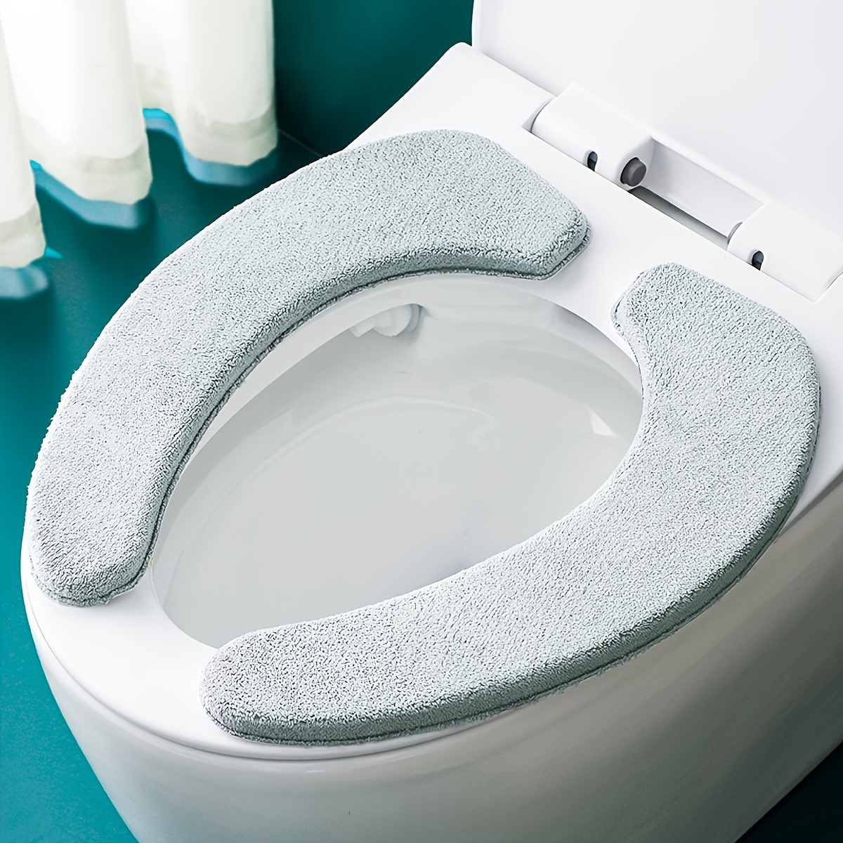

1pair Thickened Toilet Seat Cover, Household Toilet Cover Mat, Cashmere Winter Plush 4 Seasons Universal Paste Type Sticker, Waterproof Toilet Seat Cushion