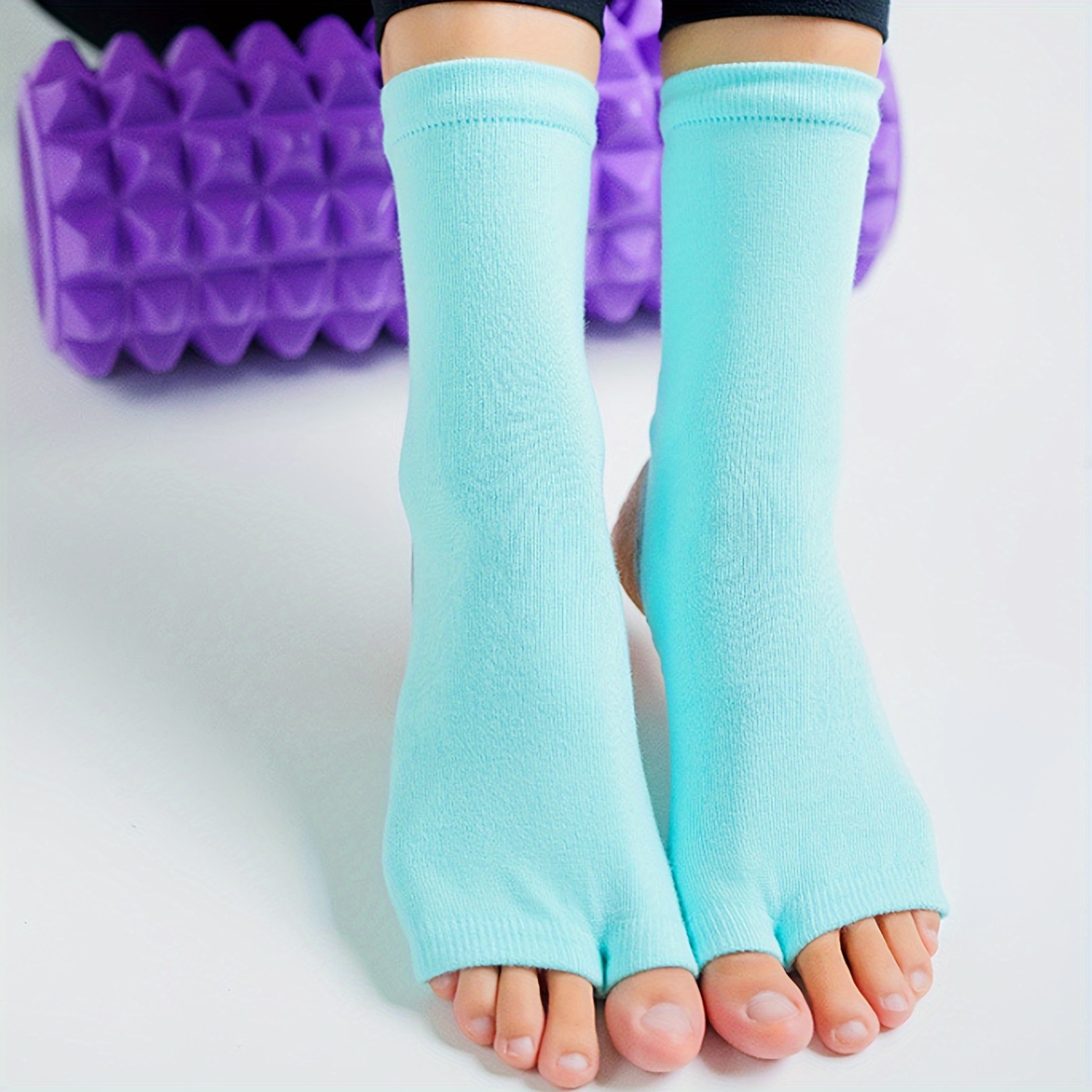 1 Pair Toeless Backless Yoga Socks, Professional Anti-skid Grips Breathable  Sports Socks For Pilates, Barre, Ballet