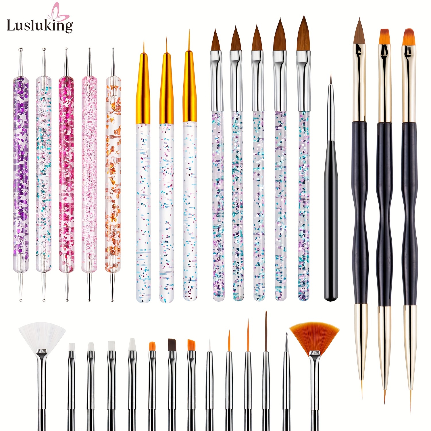 

31 Pcs/set Nail Art Brush Set Light Therapy Color Drawing Line Drawing Flower Halo Dyeing Nail Art Tools Set