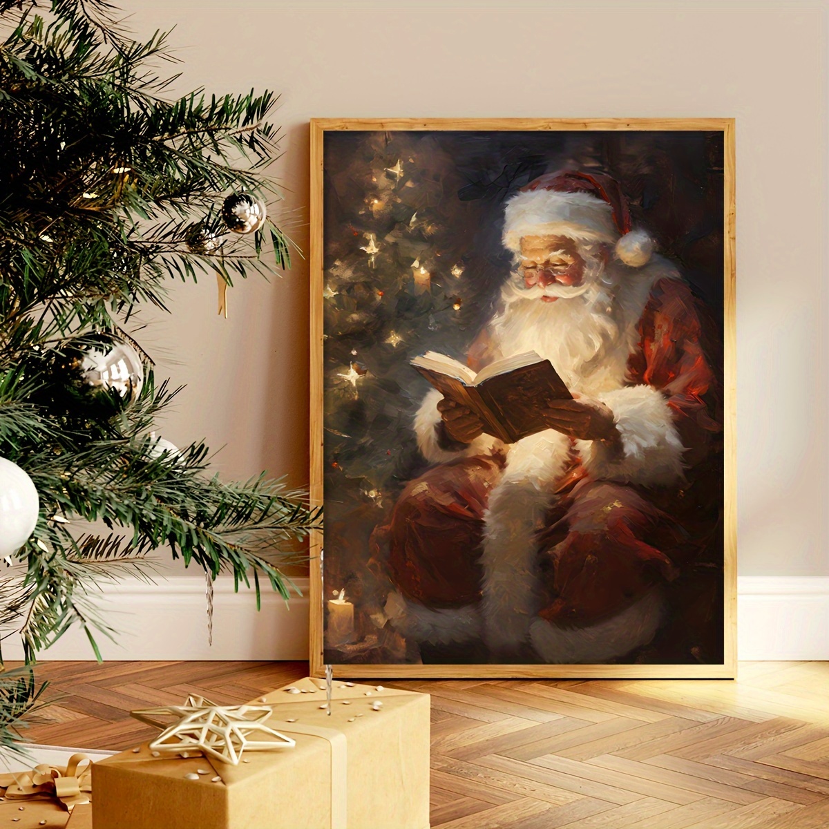 Canvas Poster Printed Painting Rustic Christmas Art - Temu