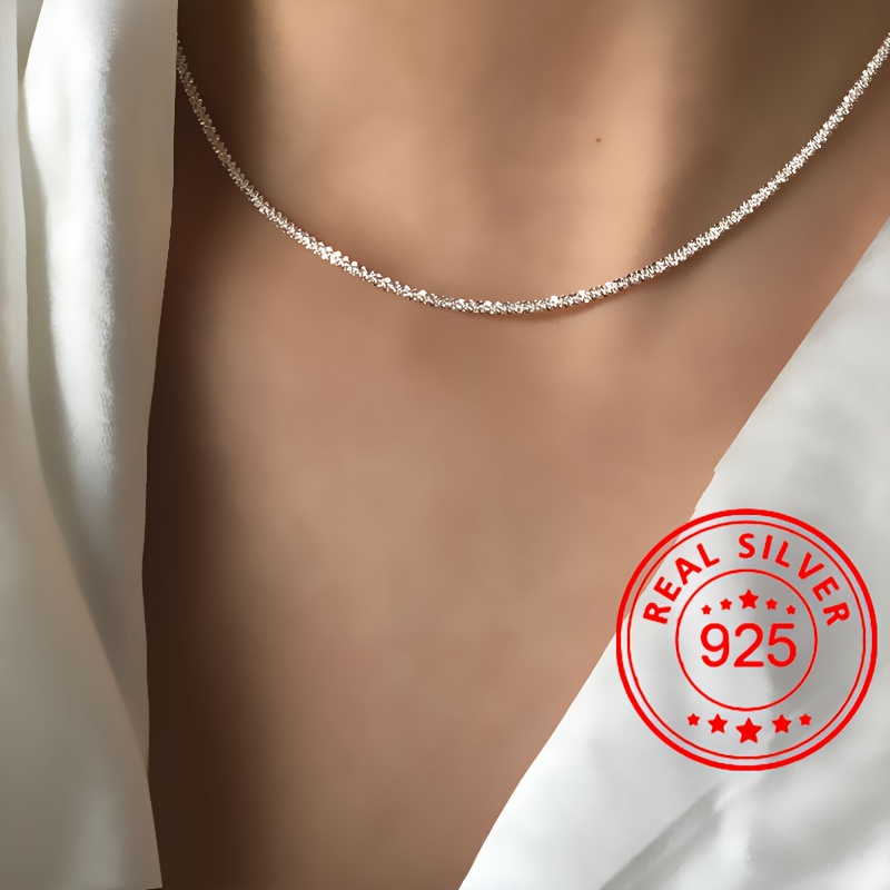 Shiny sparkling glitter clavicle chain s925 silver necklace brand