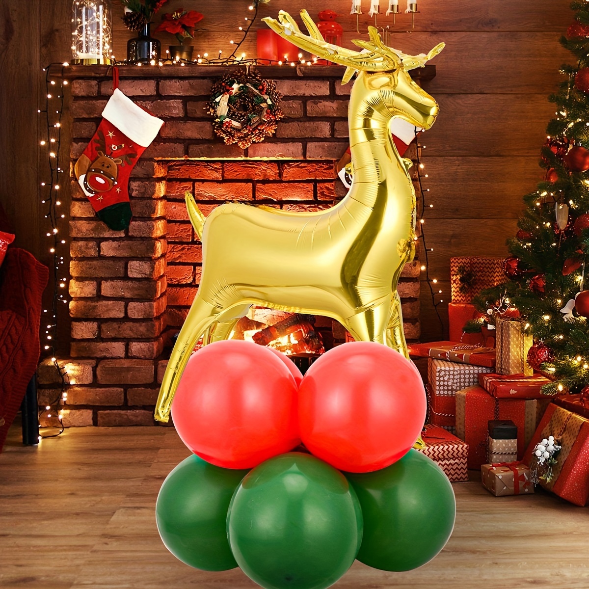 Christmas Elk Sleigh Santa Claus Post Decorated Balloons - Temu