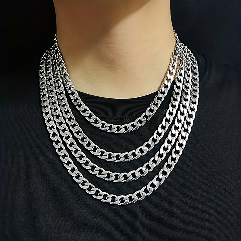 Cadenas Collar De Titanium Acero Inoxidable Para Hombre Cadena De Perla 3  Piezas