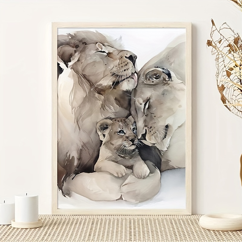 1 Pezzo Leone E Cucciolo Arte Da Parete Leone Africano Poster Immagine  Leone Bianco Pittura Moderna Animale Madre E Bambino Arte Leone Leone E  Leone