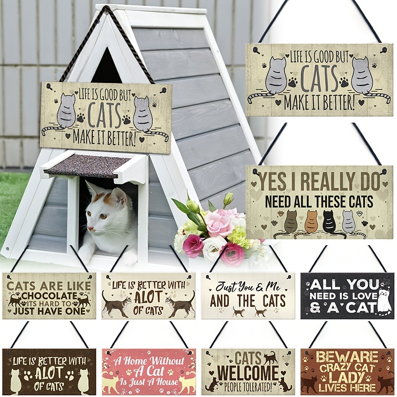 Cat Wooden Wall Hangings Hanging Temu