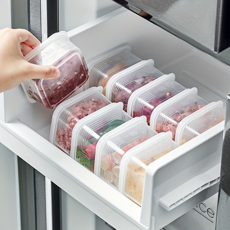 1pc Transparent Four Grid Refrigerator Large Capacity Storage Box Frozen  Meat Compartment Food Sub-packed Kitchen Tools