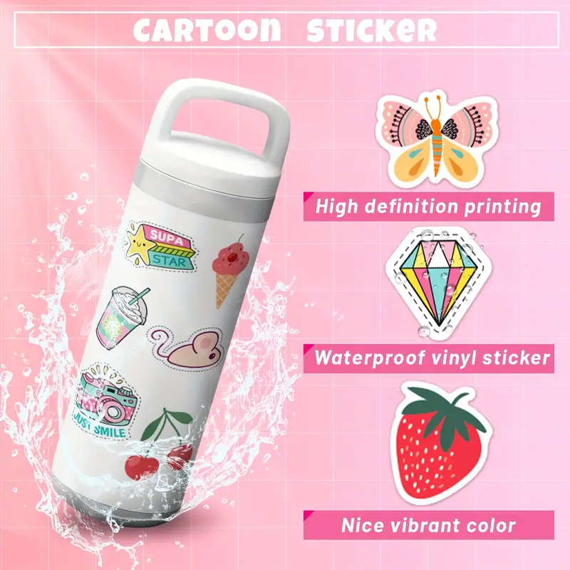 100Pcs Cute Stickers,Aesthetic Vinyl Waterproof
