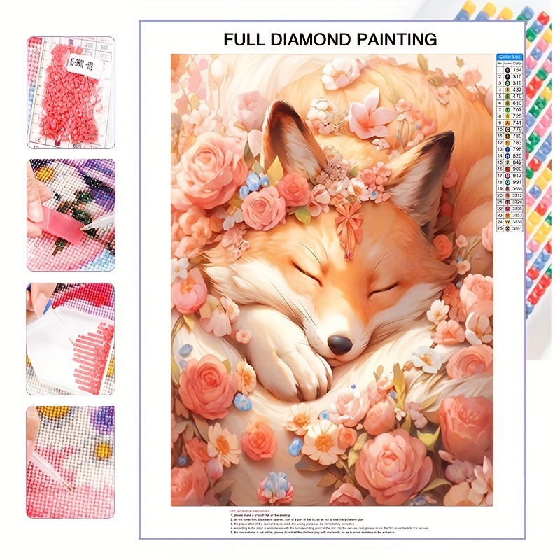 

1pc, 30*40cm/11.8*15.8in, 5d Full Round Diamond Painting Kit With Complete Tools, Oil Canvas, Fox Animal, Mosaic Art Craft, Suitable For Beginners, Home Wall Decoration, Gift, Without Frame