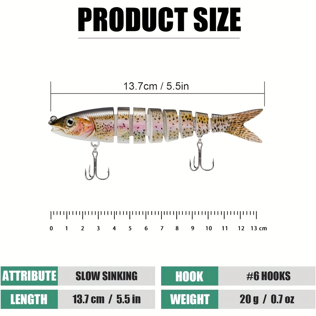 TRUSCEND Fishing Lures For Bass Trout Multi Jointed Swimbaits Slow Sinking Bionic Swimming Lures Bass Freshwater Saltwater Bass Lifelike Fishing Lures