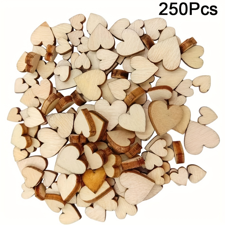 

250pcs Heart-shaped Wooden Slices Craft Embellishments Wood Pieces Manual Accessories Wooden Wood Crafts,wooden Hearts For Crafts,heart Decor For Diy Art (6-12mm) (mixed Size)