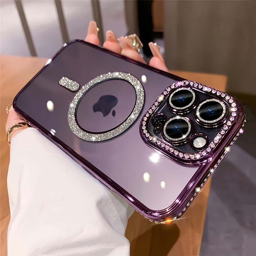Funda transparente con purpurina ostentosa de lujo para iPhone 14