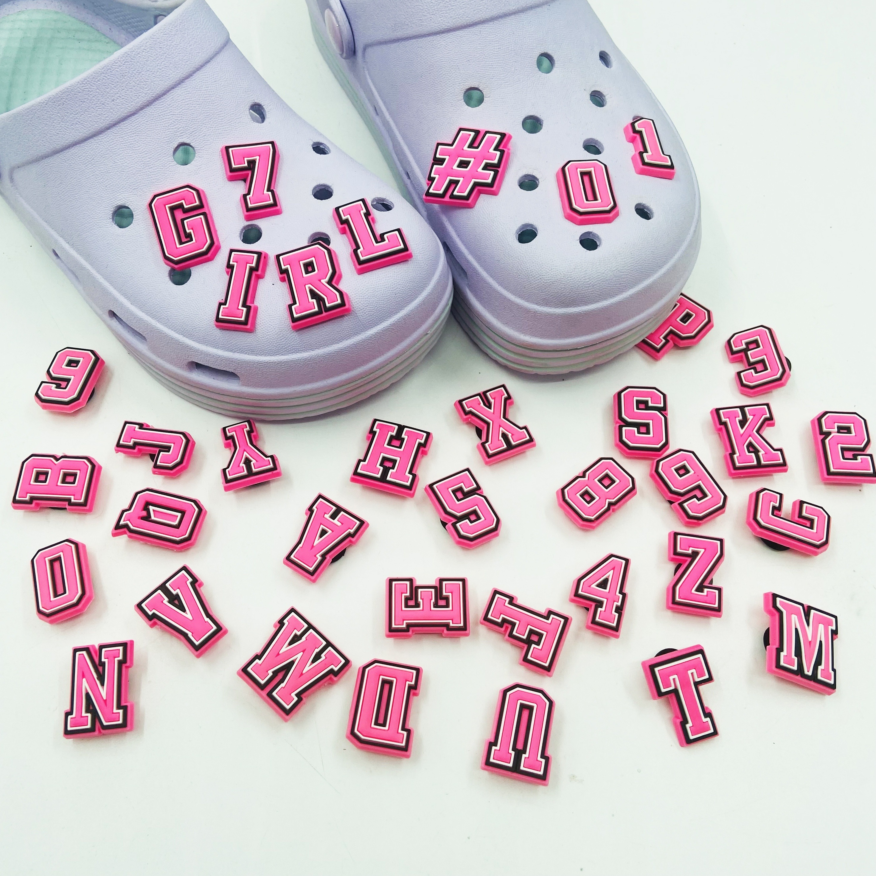 26 Pcs Letters Numbers Inspired Shoe Charms for Croc Clog Sandals , Alphabet ABC-Z Letter,Deluxe Accessories Charms for Boys Girls Teens and Adults