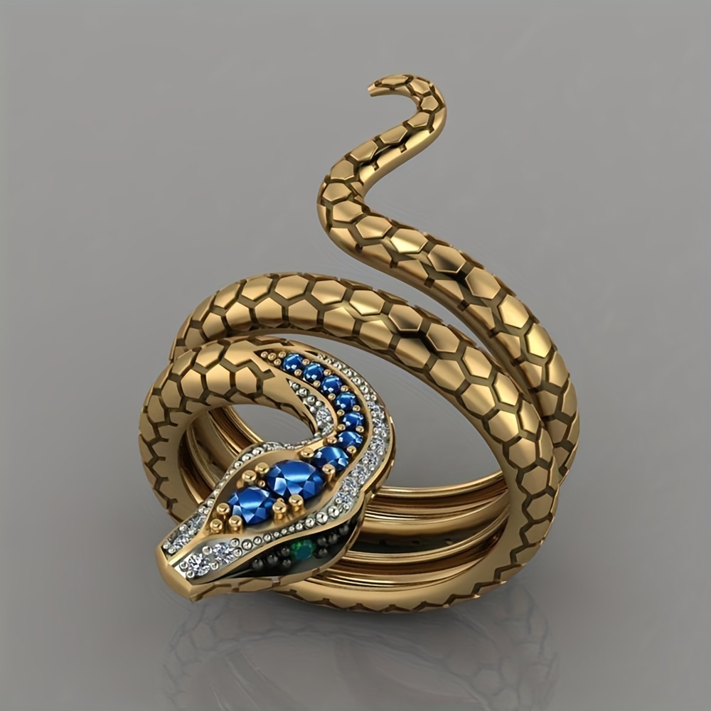 Men's Zircon Snake Ring, Punk Hip Hop Style