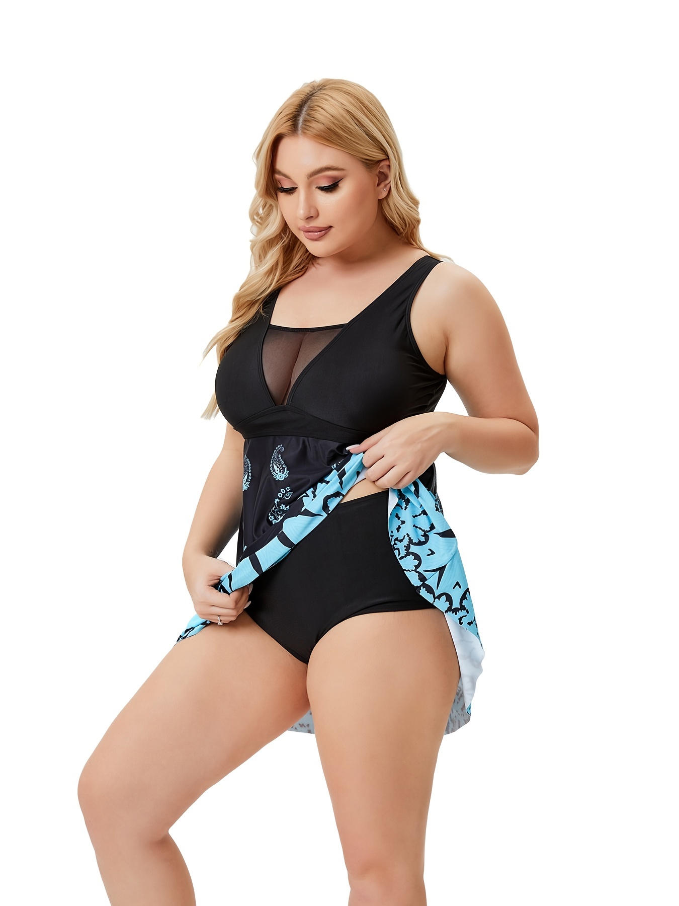 plus size mesh tankini