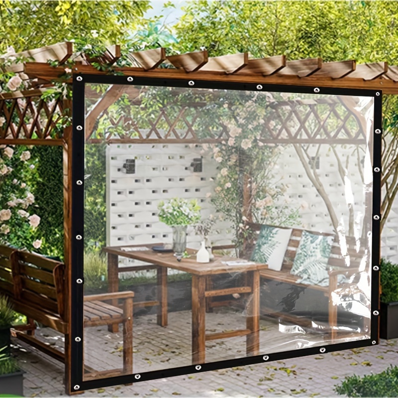Lona transparente con plástico al aire libre Terry terraza a prueba de agua  protectora respaldada para muebles de exterior jardín 2x3m