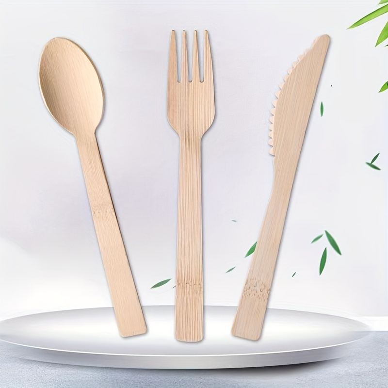 Disposable, Knives, Spoons, Forks, Bamboo Tableware, Steak Knives, Cake  Forks, Fruit Forks, Disposable Knives, Forks, Spoons, Biodegradable - Temu