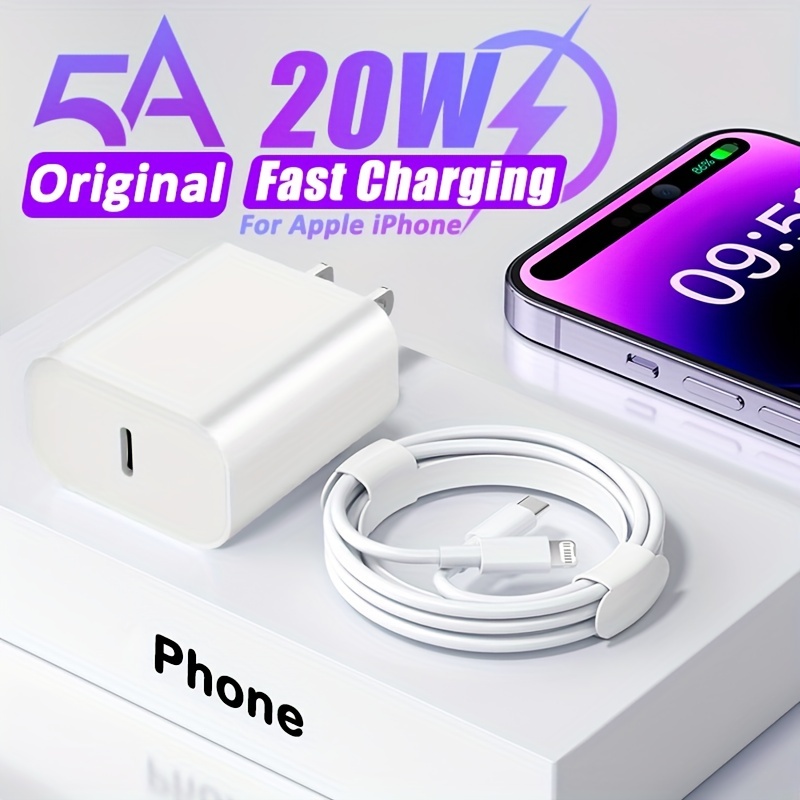 Chargeur Rapide iPhone, Chargeur USB C Rapide 20W avec USB C Câble Chargeur  iPhone pour iPhone 14/14 Plus/14 Pro/14 Pro Max/13/12/11/XR/XS/X/8/7