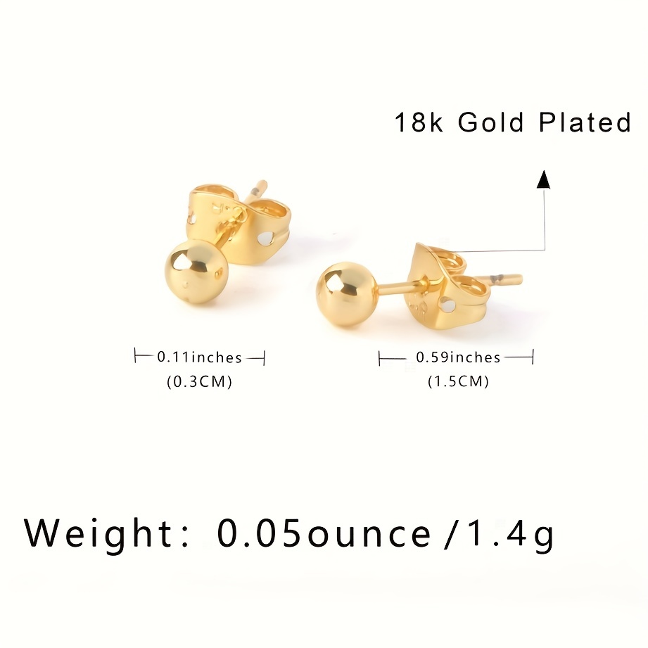 22k Gold Ball Stud 1.5 Gram Gold Ball Earrings Tiny Ball 