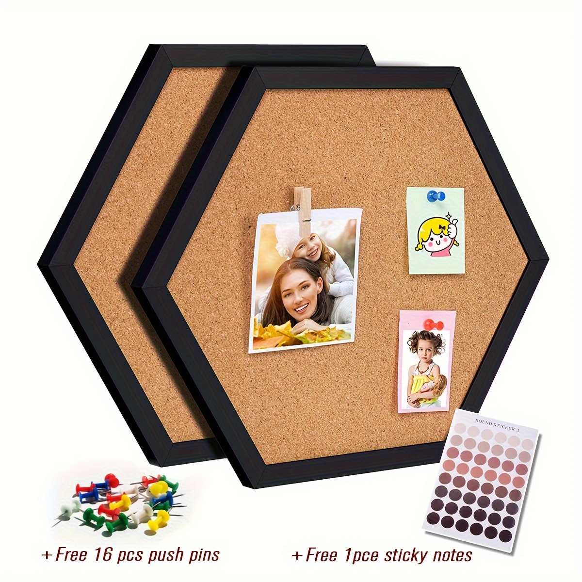 1/2/4pcs New Style Hexagon Cork Board Innovative Message Board Pin Boards Wood Frame Decorative Postcard Wall Bulletin Board