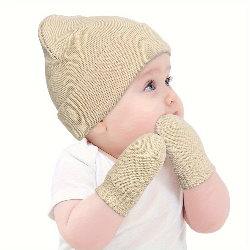 baby beanie hat gloves set kids warm knit winter 24 Temu