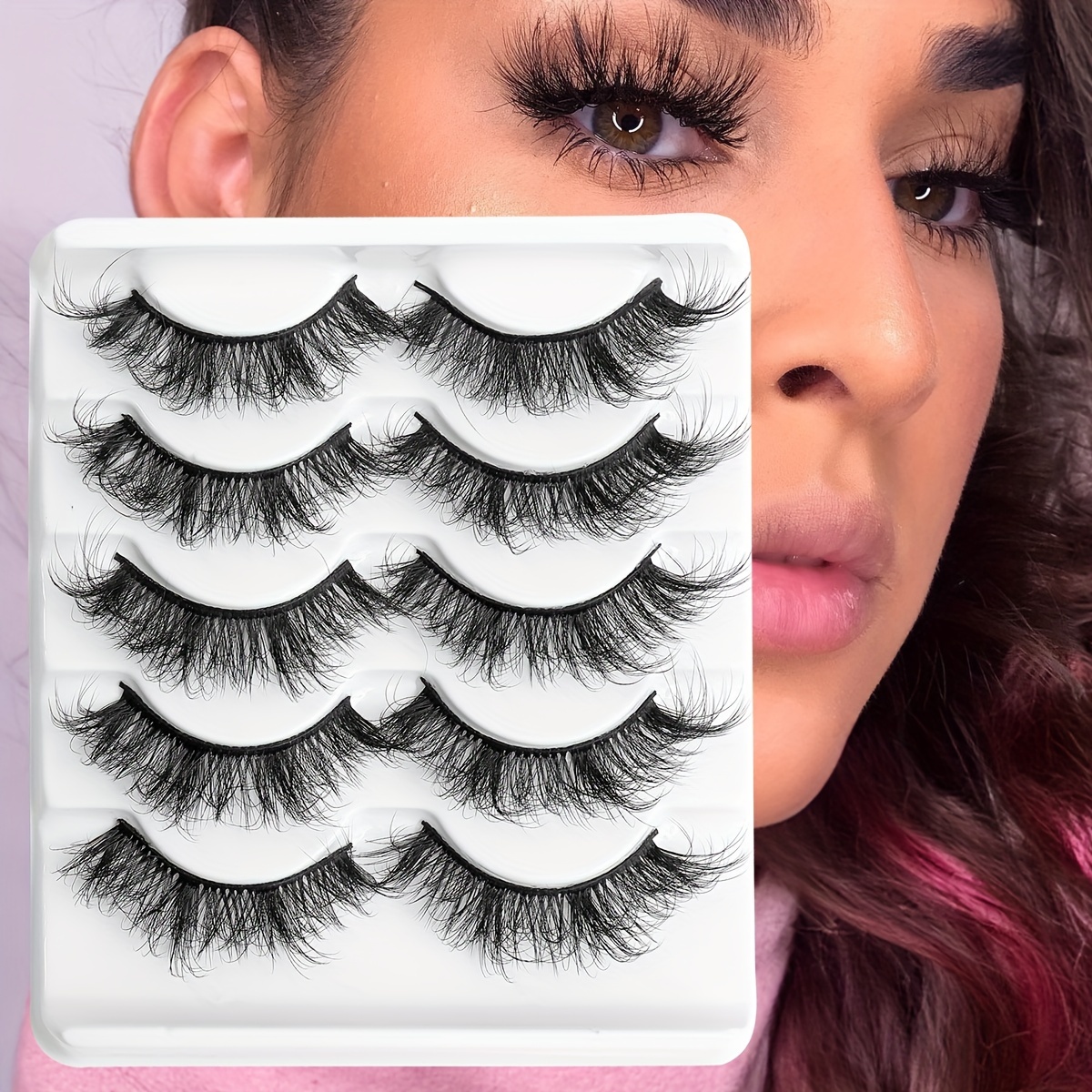 8d Fluffy False Eyelashes Wispy Faux Mink Lashes Light - Temu