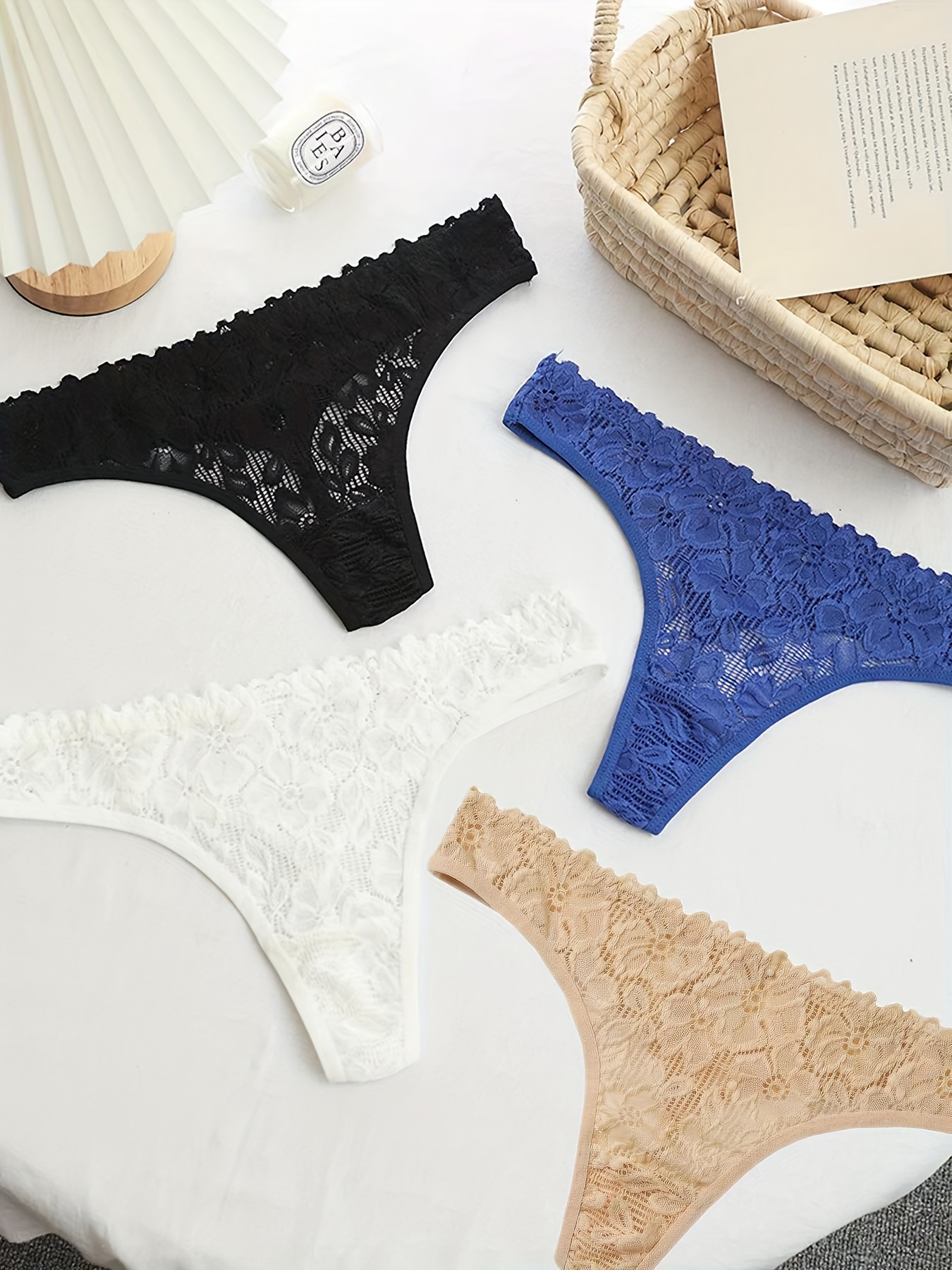 Floral Lace Thongs Cut Breathable Intimates Panties Women's - Temu