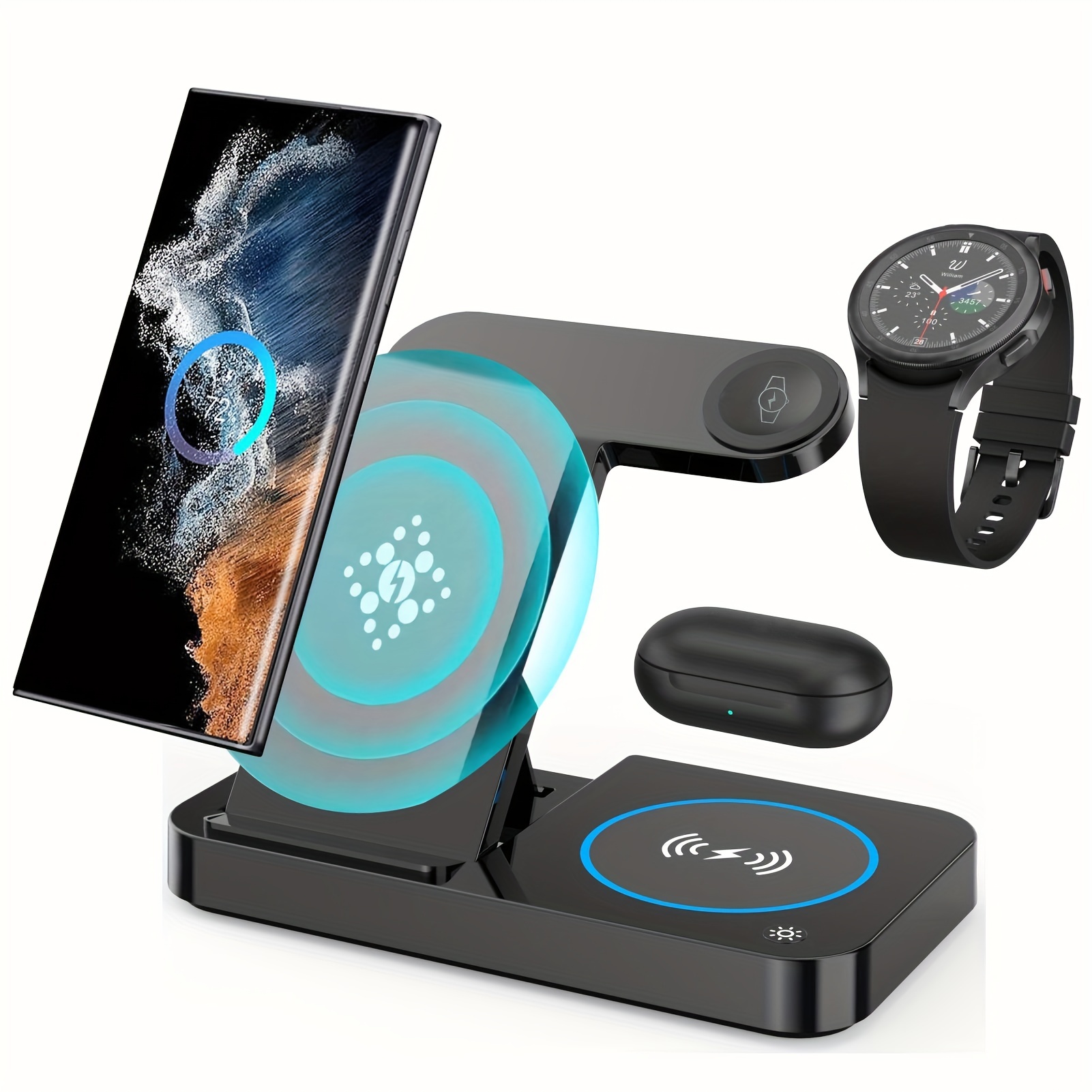  Wireless Charger Samsung 3 in 1 Qi Fast Wireless Charging  Station for Multiple Devices Android Galaxy Watch 5/4/3/Active2/1/Gear S3, Galaxy S22/S21/S20/S10/Note20/Note10/Z Fold 3/Pixel 7/Pixel 6,Buds : Cell  Phones & Accessories