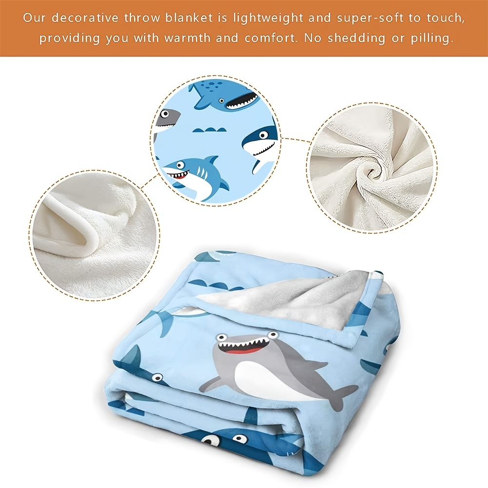  Mantas personalizadas con diseño de tiburones – Manta de tiburón  lindo – Manta de tiburón azul de 60 x 80 pulgadas para bebés, niños y  niñas, acogedora manta de tiburón para
