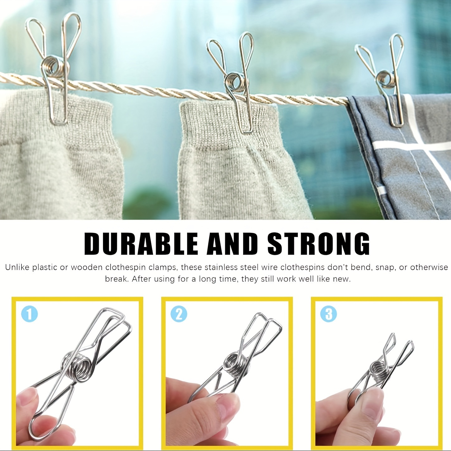 Clothes Pins Heavy Duty Outdoor with Spring, Wooden Clothespins for Crafts  and Hanging Clothes on Clothesline Laundry 