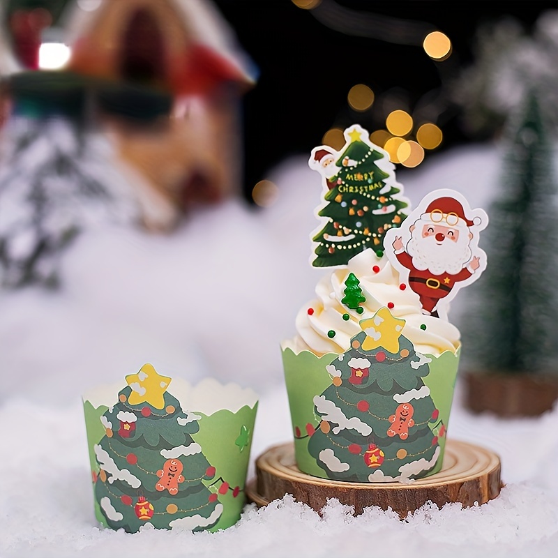 Christmas Cupcake Liners Elk Christmas Tree Snowman - Temu