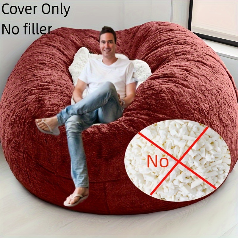 Big Rround Lazy Giant Sofa Cover Soft Fluffy Fur Bean Bag Bed Recliner  Cushion Cover Floor