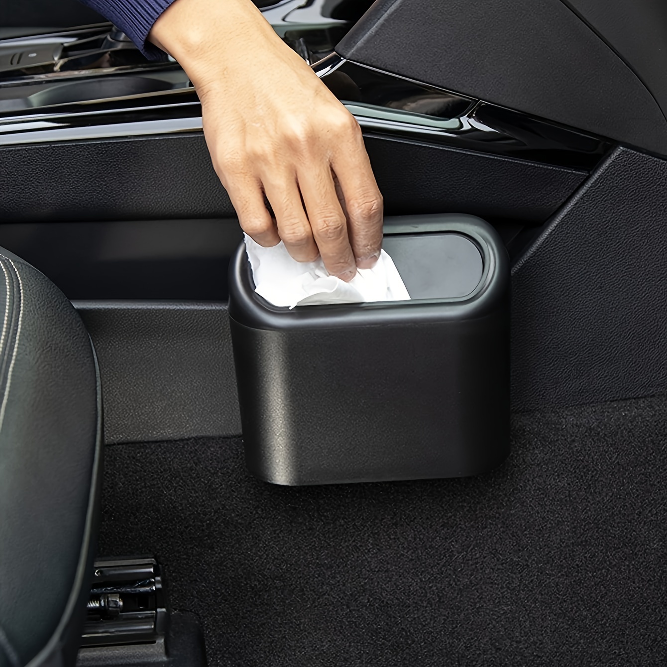 Portable Car Dustbin with Lid Car Trash Can Mini Garbage Bin for Automotive  Car-Luxury Car Trash Dustbin