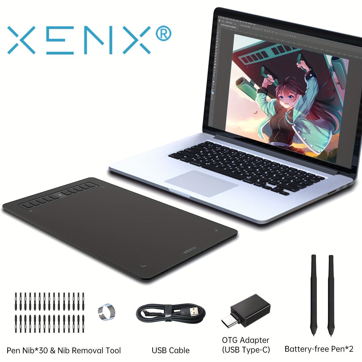 

Xenx P3-1060b 10 X 6.22 Inch Graphics Drawing Tablet - 8192 Levels Pressure, 10 Hot Keys, Battery-free Stylus & Compatible With , Windows & Android - Perfect For Painting, Designing & Art Creation!