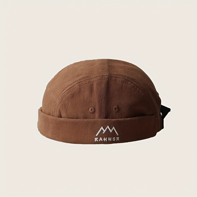 1pc Retro Leather Melon Hat With Embroidery Hip Hop Style For Men