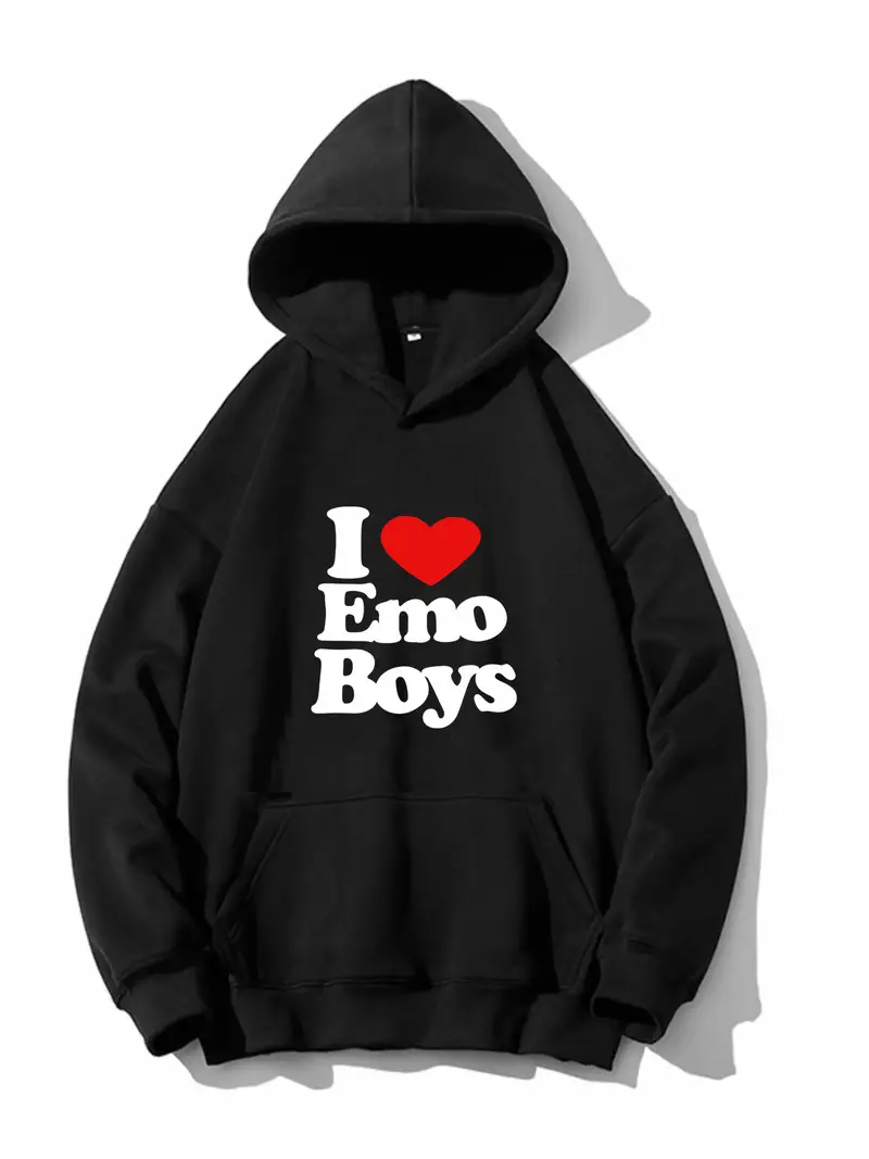 Hoodies For Men, 'i Love Emo Boys' Hoodie, Men's Casual Pullover Hooded  Sweatshirt With Kangaroo Pocket For Spring Fall, As Gifts - Temu Spain