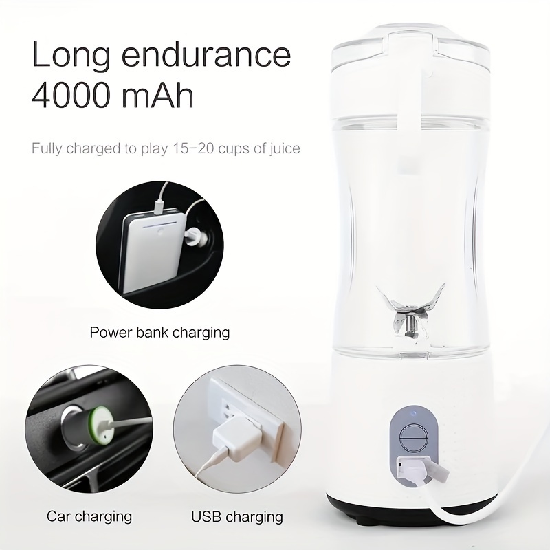 Portable blender, Mini Fruit Juicer Cup, Personal Small Electric Juice Mixer  Machine with USB Rechargeable 4000mAh Battery Powered 380ML Travel Bottle 