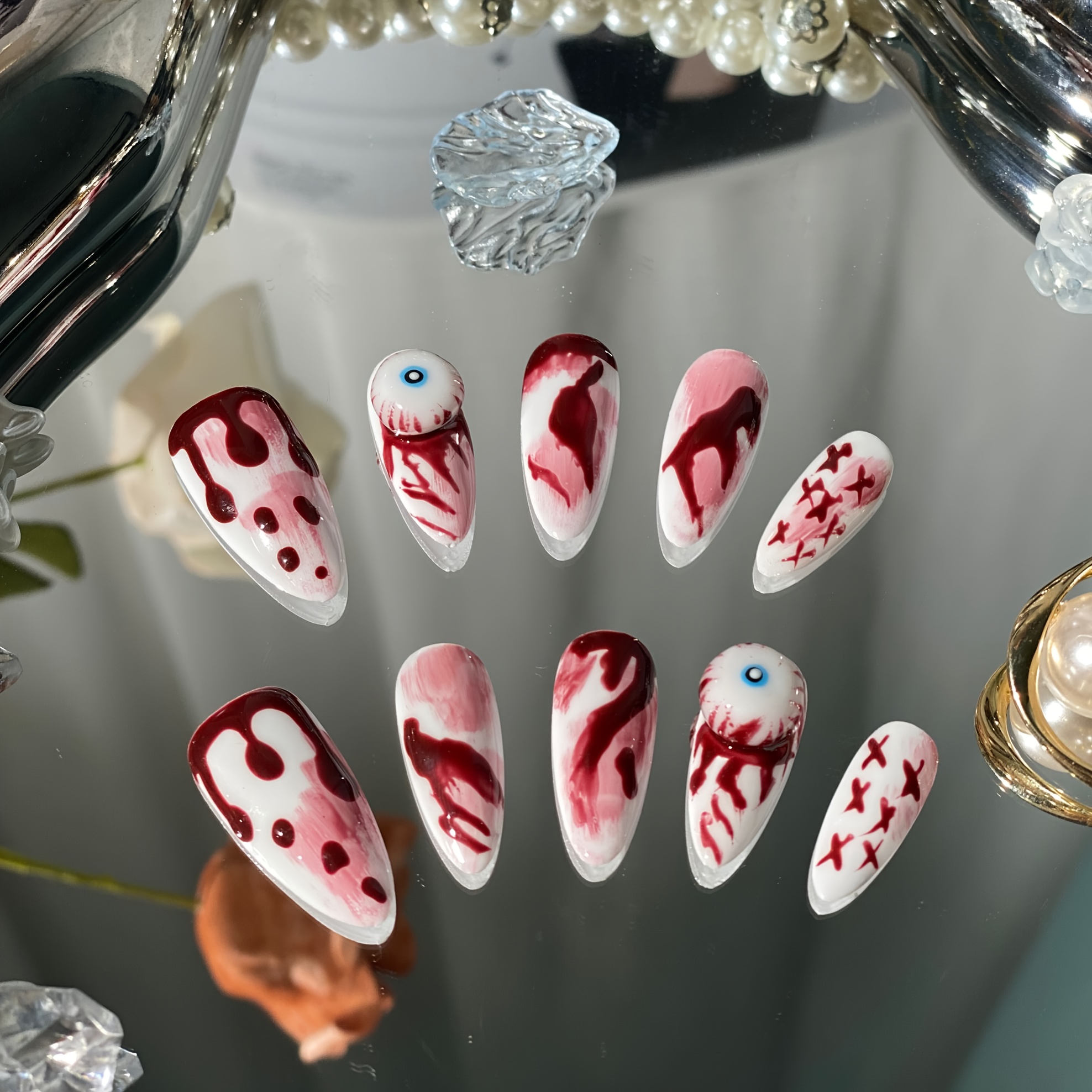 Christmas /gothic Blood Drip Luxury Acrylic/gel Press on Nails Available in  Any Length and Shape 