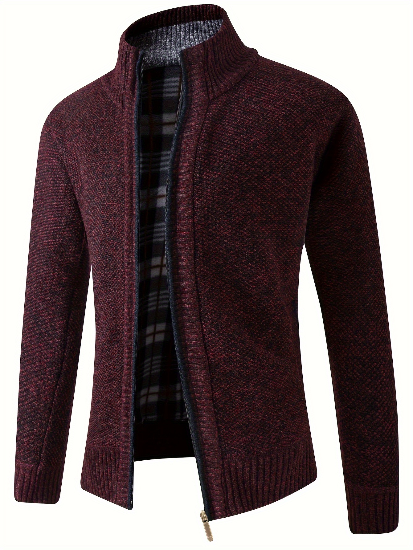 Warm Stand Collar Fleece Jacket, Men's Semi-formal Comfortable